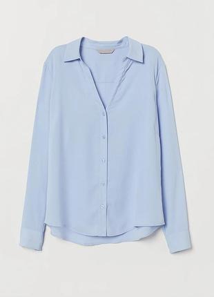 Шифонова блакитна сорочка блузка h&m