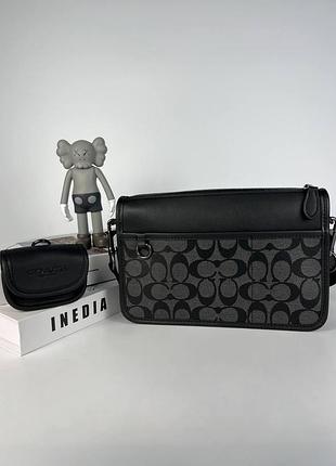 Мужская сумка coach, классическая ежедневная сумка, кожаная сумка через плечо, серая деловая сумка coach, сумка coach