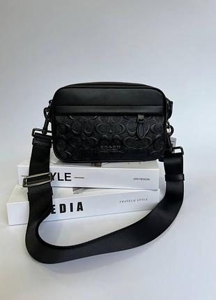 Мужская сумка через плечо coach, классическая ежедневная сумка, кожаная сумка через плечо, черная деловая сумка coach