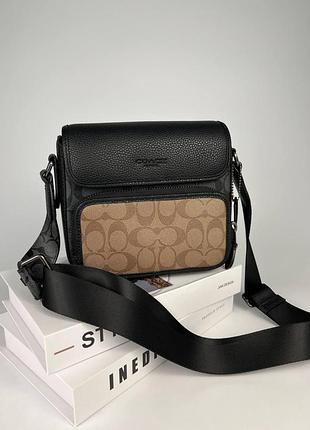 Мужская сумка coach, брендовый аксессуар coach, классическая мужская сумка через плечо coach, фирменная мужская сумка coach premiu