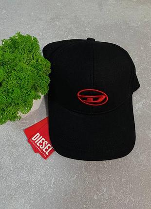 Черная кепка diesel, мужская брендовая кепка, стильная кепка на лето, модный аксессуар diesel, бейсболка diesel черного цвета