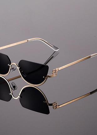 Очки женские солнцезащитные черные полуоправная защита uv 400 новые