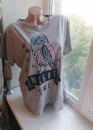 Футболка серая с рисунком сова