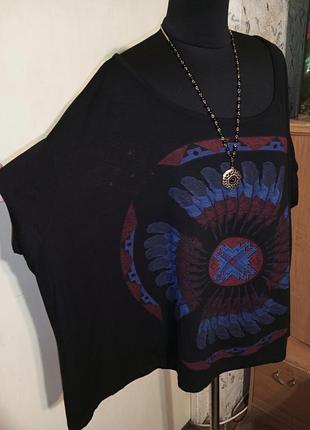 Italy натуральная трикотажная укороченная блузка-футболка-разлитайка мега батал-оверсайз италия