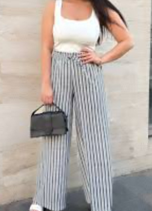 Стильные легкие льняные брюки палаццо b. uong + блуза в подарок