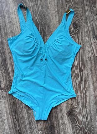 Блакитний суцільний купальник