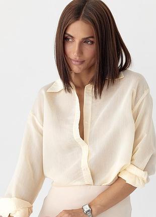 Напівпрозора сорочка в дрібну смужку