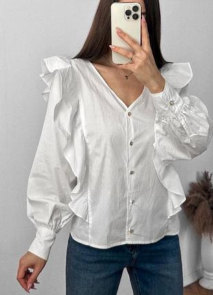 Блуза рубашка с воланами