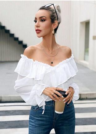 Біла легка блуза shein