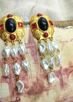 Вишукані сережки з маркуванням у стилі мальтійський хрест, геральдика