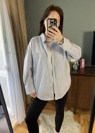 Блакитно біла сорочка в смужку zara