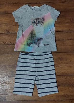 Детский летний костюм с велосипедками на девушку 4-6 года