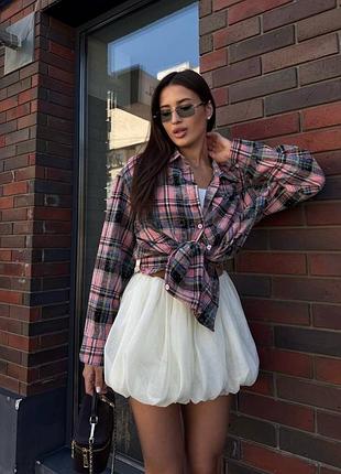Сорочка в клітинку зі стразами