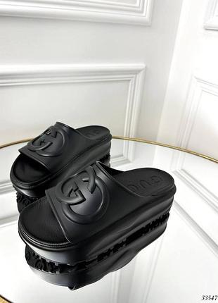 ▪️жіночі шльопанці шльопки сланці чорні гуччі женские шлепанцы шлёпанцы черные чёрные шлепки шлёпки сланцы танкетка платформа гуччи