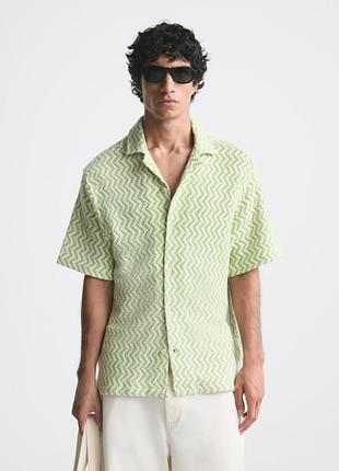 Новая рубашка zara geometric crochet shirt - m