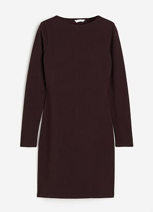 Бордовое облегающее платье с открытой спиной h&amp;m
