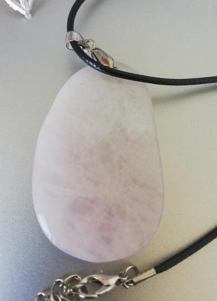 Натуральный камень кулон подвеска розовый кварц, цепочка в подарок