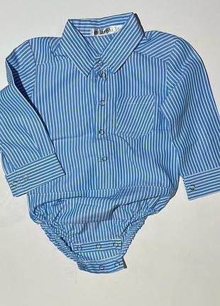 Сорочка - боді milashki ідеальний 😍 розмір - 74  •стильна смужка на хрестини / на свято