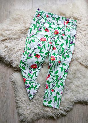 🩵🌸💚 крупные качественные джинсы принт цветы