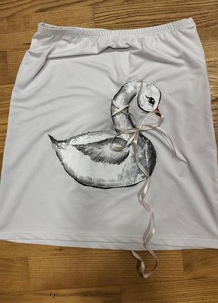 Милая белая юбка y2k, cute mini skirt vintage custom, белый лебедь