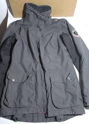 Куртка пальто пуховик иксл л 14 голубая, капюшон, мех, по колено р 175. veralba