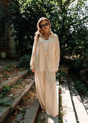 Базовый брючный шелковый костюм