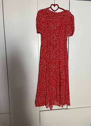 Червона сукня в горошок s-m