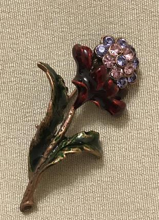 Розкішна велика брошка з кристалами та емаллю