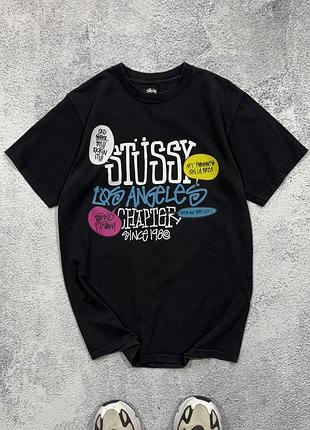 Оригінальна футболка stussy футболка з великим логотипом чорна чоловіча с