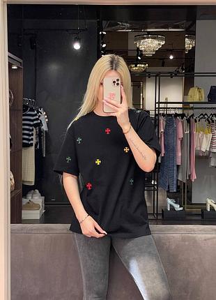 Чорна футболка хром преміум люкс