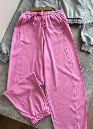 Джогери zara без флісу, спортивні рожеві штани