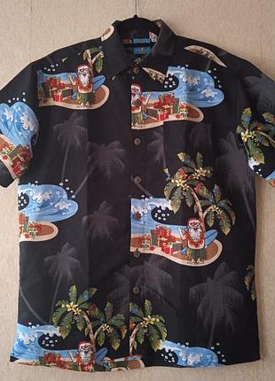 Мужская рубашка летняя гавайка true face санта на море