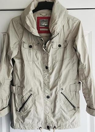 Хлопковая куртка ветровка светлая серая 38-40