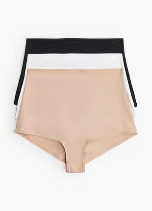 S h&m новые фирменные женские трусы шортики из микрофибры в упаковке 3 штуки