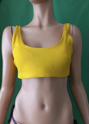 Ярко-жёлтый кроп топ лиф купальный с вкладышами h&m.