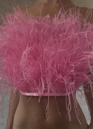 Топ в пірʼях , топ рожевий , топ в перьях, топ розовый