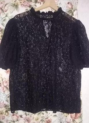 Гипюровая блузка с рукавами-фонариками в размере plus size.