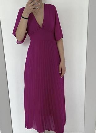 Сукня плаття плісе фуксія малина максі довга