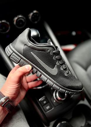 Мужские кроссовки nike free run 3.0 black | летние легкие найк фри ран сетка текстиль