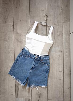 Джинсові шорти сині висока посадка