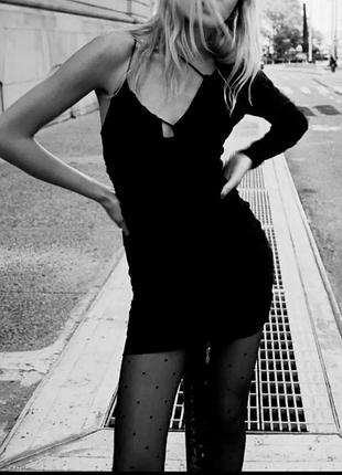 Женское льняное асимметричное платье zara черного цвета