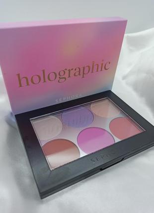 Палетка хайлайтеров и румян sephora holographic palette3 фото