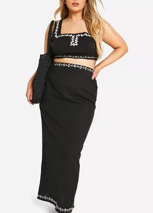 Костюм жіночий стильний тренд спідниця+топ літній котон ,льон