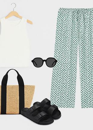 Брюки прямые из атласа l (30-32)uniqlo