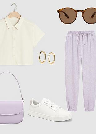 Брюки атласные l uniqlo