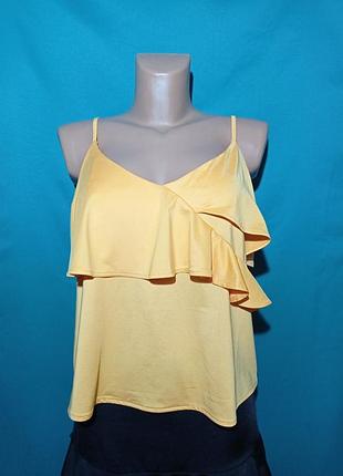 Топ майка оранжевого цвета декорировано воланами размер m l