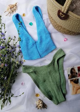 Раздельный вязаный купальник-резинка на большую грудь asos 70d/e/f/xs-s