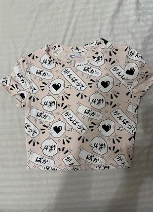 Cropp футболка рожева з принтом розмір s