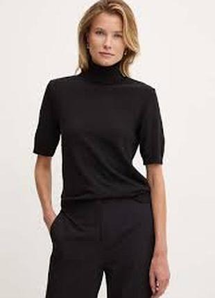 Свитер под горло с коротким рукавом из кашемира и шерсти