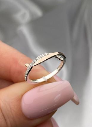 Оплата 100%🇺🇦 колецо серебро 925° золото 375° пластины, вставка куб.цирконии, тоненькая обручка, дорожка камешков 1543.50